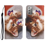 Custodia in pelle flip orizzontale con motivo dipinto con supporto, slot per schede e portafoglio, For Samsung Galaxy Note20
