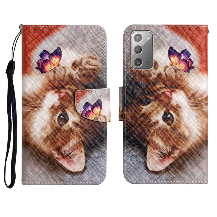 Custodia in pelle flip orizzontale con motivo dipinto con supporto, slot per schede e portafoglio, For Samsung Galaxy Note20