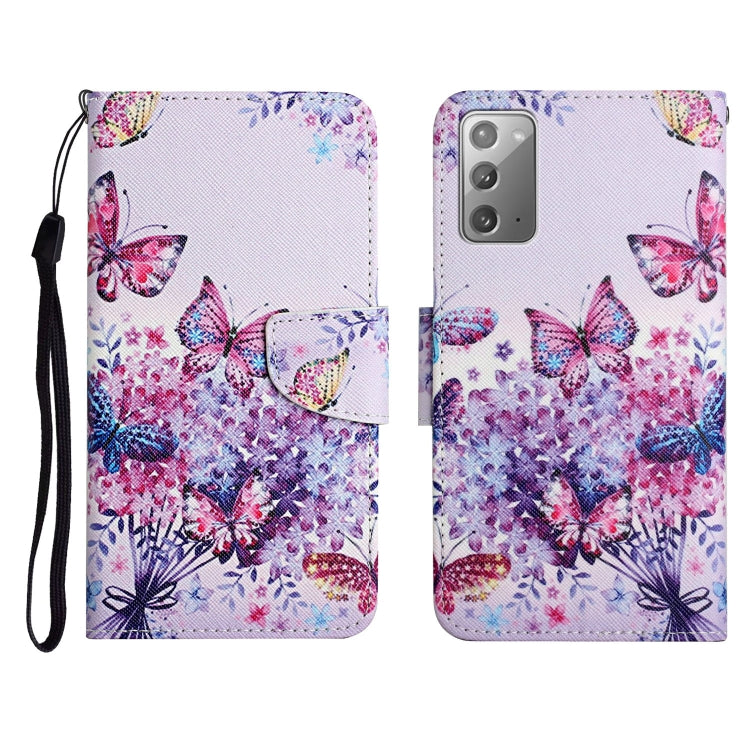 Custodia in pelle flip orizzontale con motivo dipinto con supporto, slot per schede e portafoglio, For Samsung Galaxy Note20