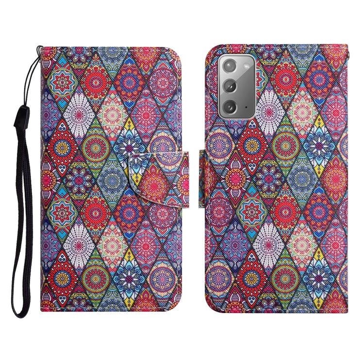 Custodia in pelle flip orizzontale con motivo dipinto con supporto, slot per schede e portafoglio, For Samsung Galaxy Note20