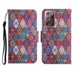 Custodia in pelle flip orizzontale con motivo dipinto con supporto, slot per schede e portafoglio, For Samsung Galaxy Note20 Ultra