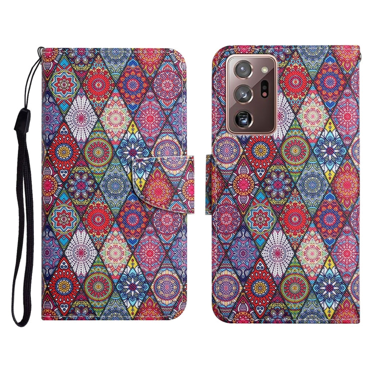 Custodia in pelle flip orizzontale con motivo dipinto con supporto, slot per schede e portafoglio, For Samsung Galaxy Note20 Ultra