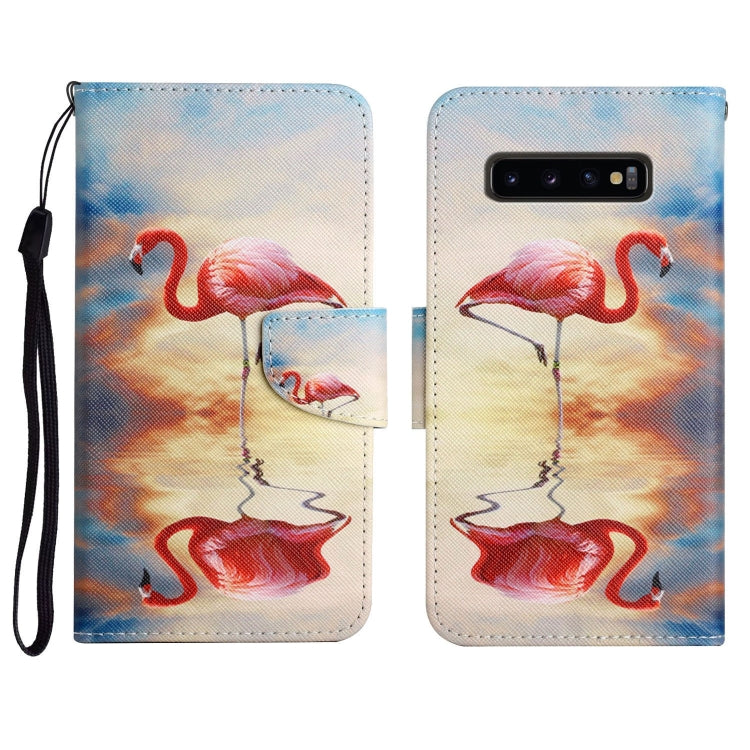 Custodia in pelle flip orizzontale con motivo dipinto con supporto, slot per schede e portafoglio, For Samsung Galaxy S10