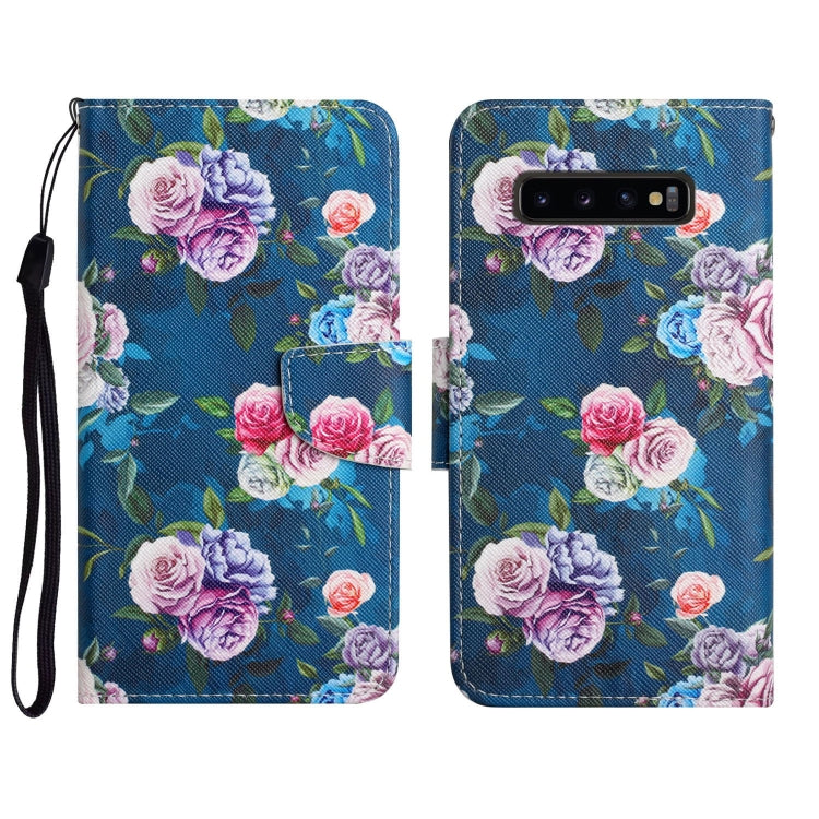 Custodia in pelle flip orizzontale con motivo dipinto con supporto, slot per schede e portafoglio, For Samsung Galaxy S10
