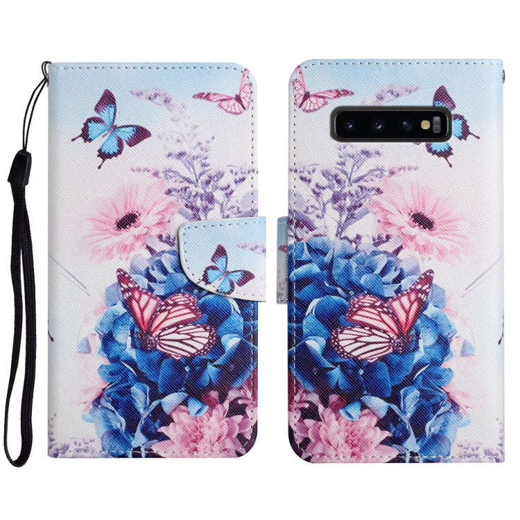 Custodia in pelle flip orizzontale con motivo dipinto con supporto, slot per schede e portafoglio, For Samsung Galaxy S10