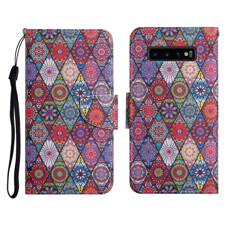 Custodia in pelle flip orizzontale con motivo dipinto con supporto, slot per schede e portafoglio, For Samsung Galaxy S10