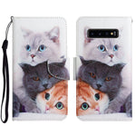 Custodia in pelle flip orizzontale con motivo dipinto con supporto, slot per schede e portafoglio, For Samsung Galaxy S10