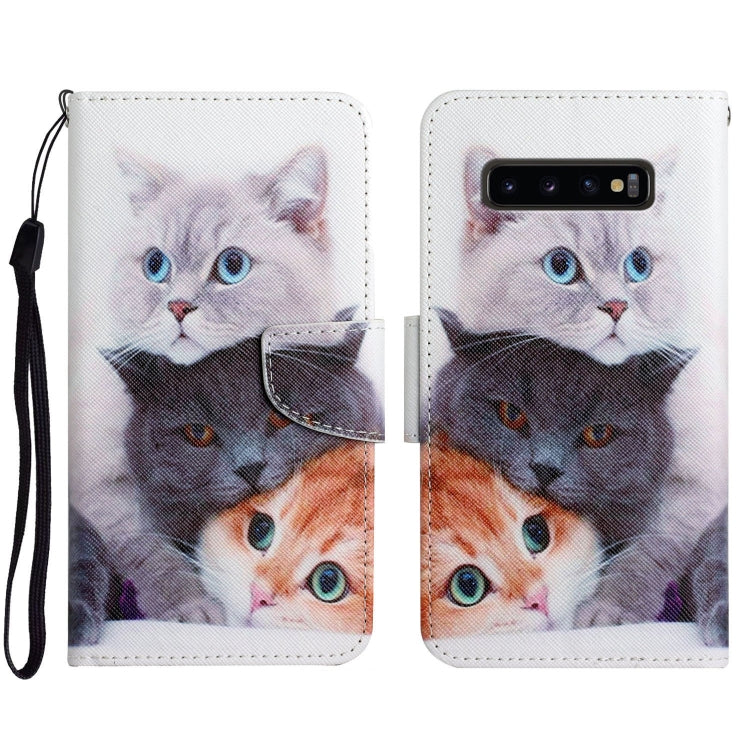 Custodia in pelle flip orizzontale con motivo dipinto con supporto, slot per schede e portafoglio, For Samsung Galaxy S10