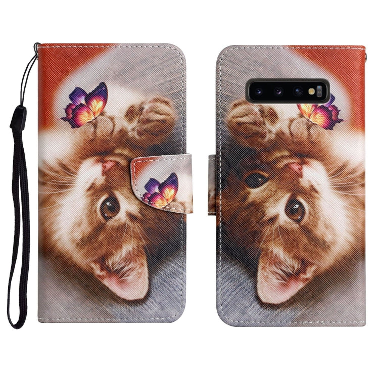 Custodia in pelle flip orizzontale con motivo dipinto con supporto, slot per schede e portafoglio, For Samsung Galaxy S10+