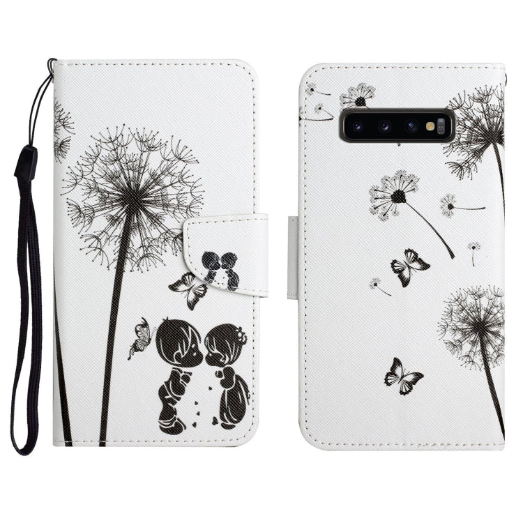 Custodia in pelle flip orizzontale con motivo dipinto con supporto, slot per schede e portafoglio, For Samsung Galaxy S10+