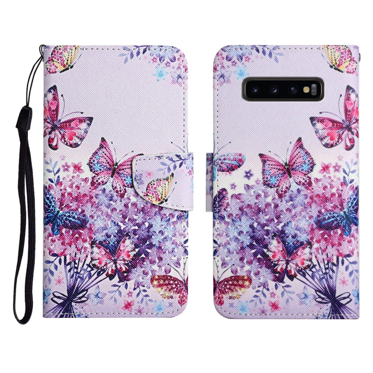 Custodia in pelle flip orizzontale con motivo dipinto con supporto, slot per schede e portafoglio, For Samsung Galaxy S10+