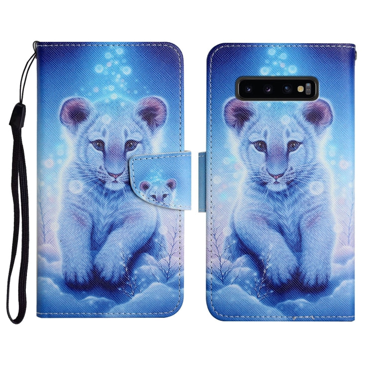 Custodia in pelle flip orizzontale con motivo dipinto con supporto, slot per schede e portafoglio, For Samsung Galaxy S10+