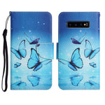 Custodia in pelle flip orizzontale con motivo dipinto con supporto, slot per schede e portafoglio, For Samsung Galaxy S10+