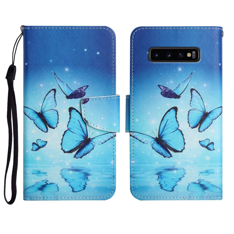 Custodia in pelle flip orizzontale con motivo dipinto con supporto, slot per schede e portafoglio, For Samsung Galaxy S10+