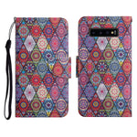 Custodia in pelle flip orizzontale con motivo dipinto con supporto, slot per schede e portafoglio, For Samsung Galaxy S10+