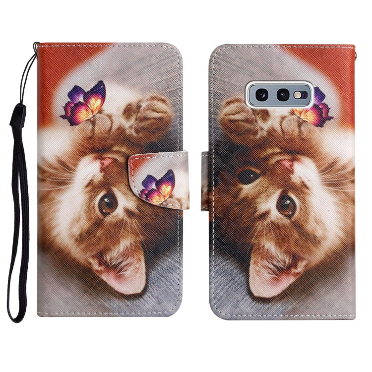 Custodia in pelle flip orizzontale con motivo dipinto con supporto, slot per schede e portafoglio, For Samsung Galaxy S10e