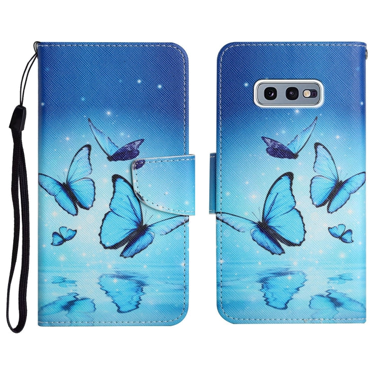 Custodia in pelle flip orizzontale con motivo dipinto con supporto, slot per schede e portafoglio, For Samsung Galaxy S10e