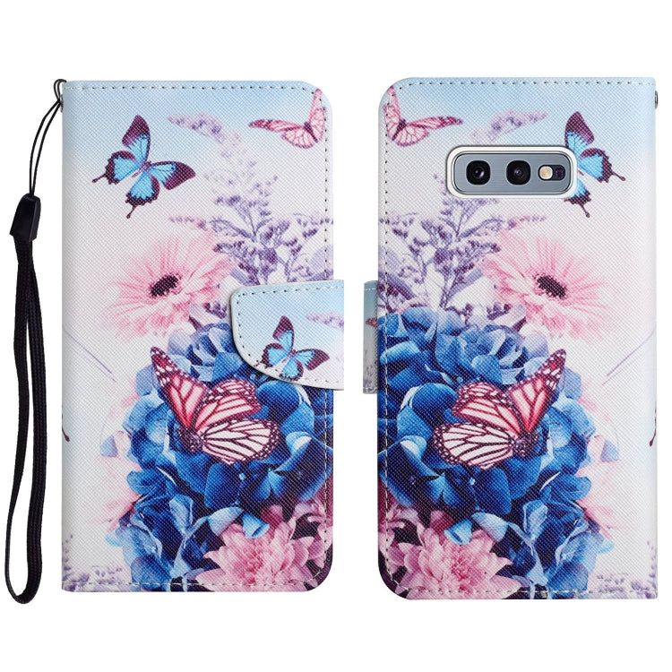 Custodia in pelle flip orizzontale con motivo dipinto con supporto, slot per schede e portafoglio, For Samsung Galaxy S10e