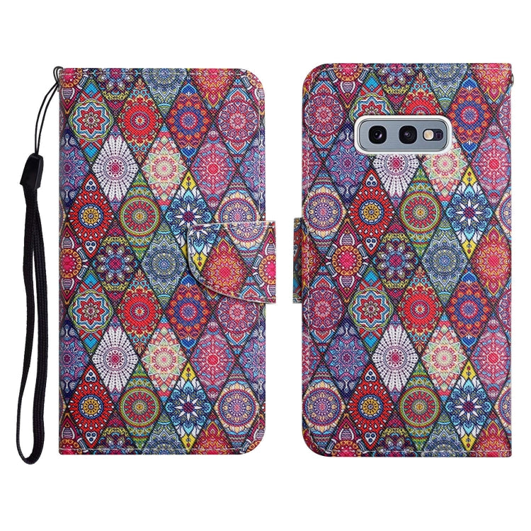 Custodia in pelle flip orizzontale con motivo dipinto con supporto, slot per schede e portafoglio, For Samsung Galaxy S10e