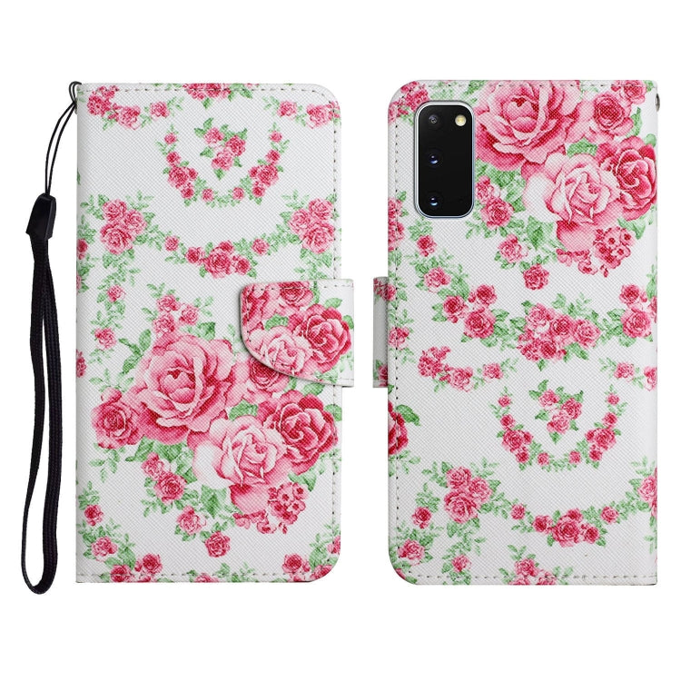 Custodia in pelle flip orizzontale con motivo dipinto con supporto, slot per schede e portafoglio, For Samsung Galaxy S20