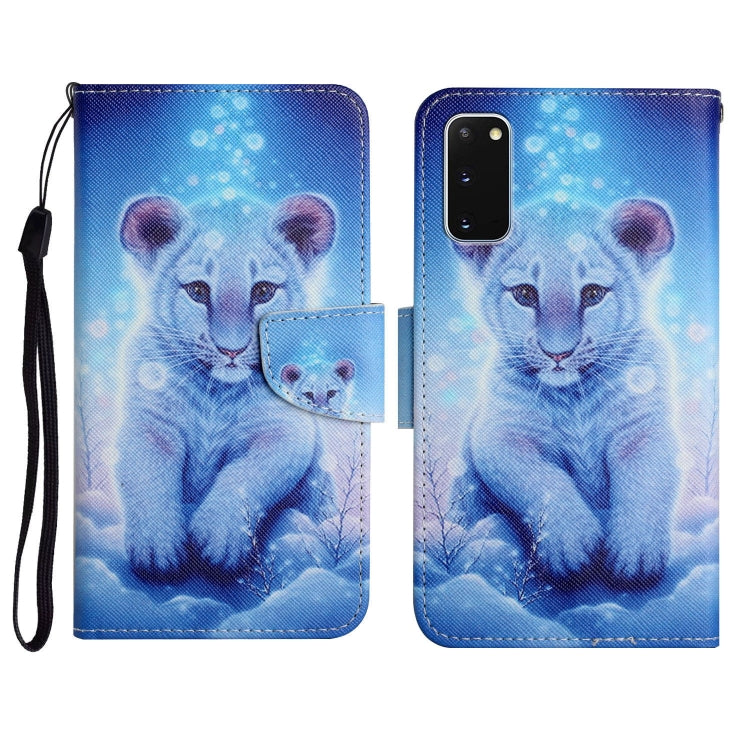 Custodia in pelle flip orizzontale con motivo dipinto con supporto, slot per schede e portafoglio, For Samsung Galaxy S20
