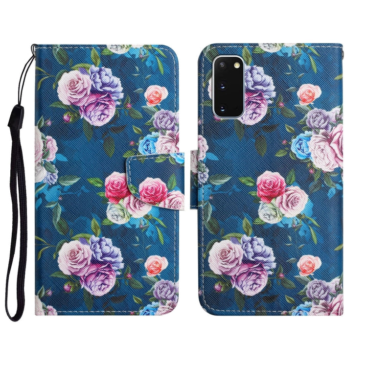 Custodia in pelle flip orizzontale con motivo dipinto con supporto, slot per schede e portafoglio, For Samsung Galaxy S20