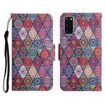 Custodia in pelle flip orizzontale con motivo dipinto con supporto, slot per schede e portafoglio, For Samsung Galaxy S20