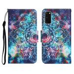 Custodia in pelle flip orizzontale con motivo dipinto con supporto, slot per schede e portafoglio, For Samsung Galaxy S20