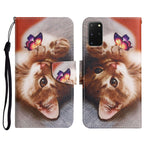 Custodia in pelle flip orizzontale con motivo dipinto con supporto, slot per schede e portafoglio, For Samsung Galaxy S20+