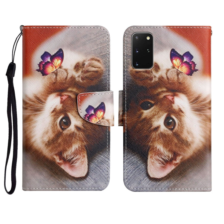 Custodia in pelle flip orizzontale con motivo dipinto con supporto, slot per schede e portafoglio, For Samsung Galaxy S20+