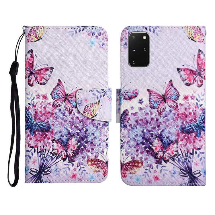 Custodia in pelle flip orizzontale con motivo dipinto con supporto, slot per schede e portafoglio, For Samsung Galaxy S20+