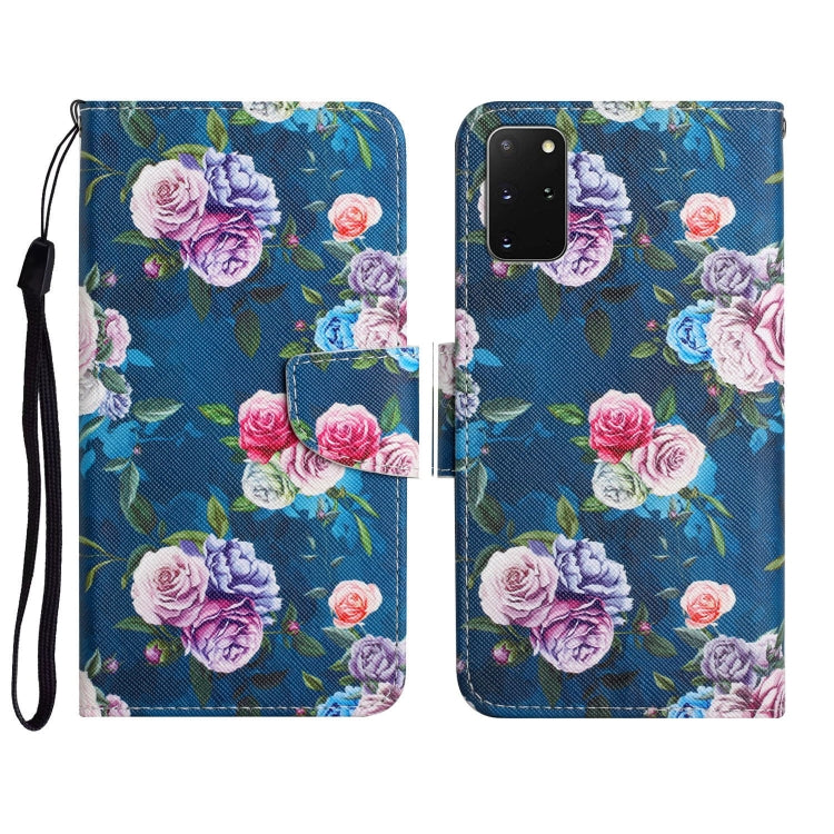 Custodia in pelle flip orizzontale con motivo dipinto con supporto, slot per schede e portafoglio, For Samsung Galaxy S20+