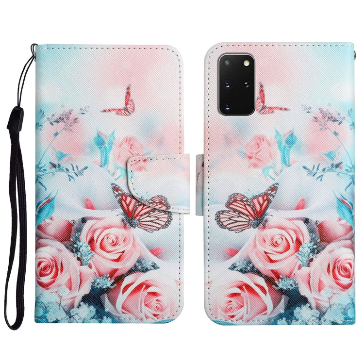 Custodia in pelle flip orizzontale con motivo dipinto con supporto, slot per schede e portafoglio, For Samsung Galaxy S20+