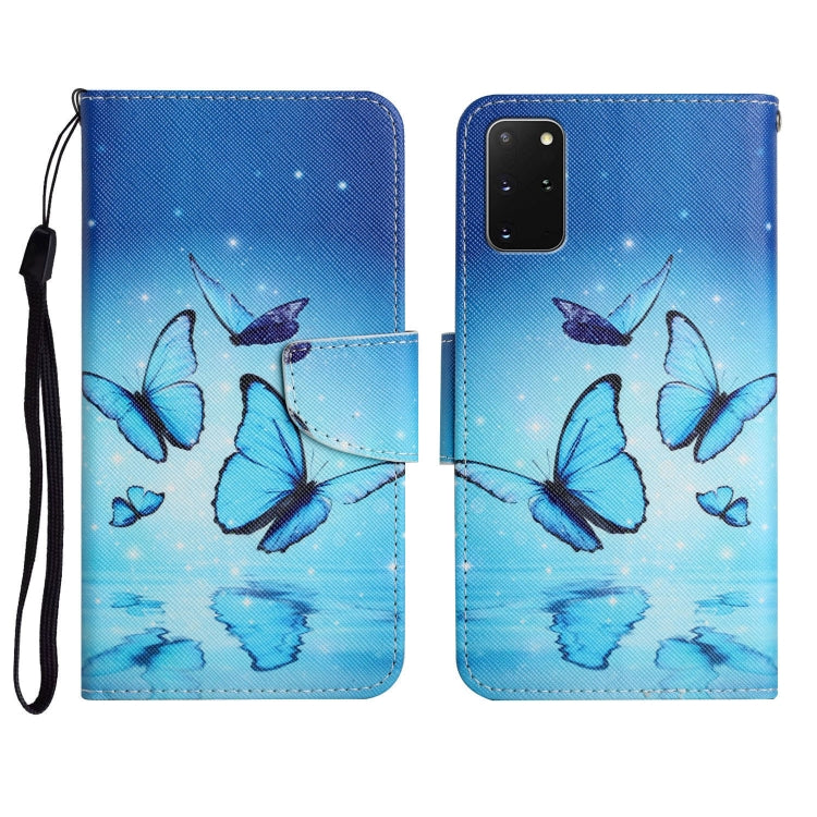 Custodia in pelle flip orizzontale con motivo dipinto con supporto, slot per schede e portafoglio, For Samsung Galaxy S20+