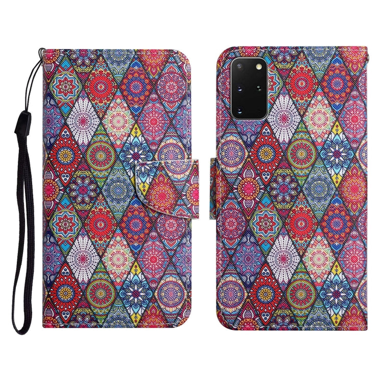 Custodia in pelle flip orizzontale con motivo dipinto con supporto, slot per schede e portafoglio, For Samsung Galaxy S20+