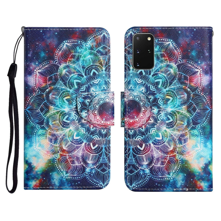 Custodia in pelle flip orizzontale con motivo dipinto con supporto, slot per schede e portafoglio, For Samsung Galaxy S20+