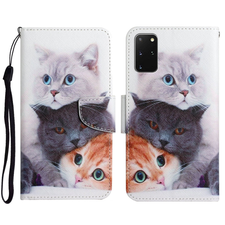 Custodia in pelle flip orizzontale con motivo dipinto con supporto, slot per schede e portafoglio, For Samsung Galaxy S20+