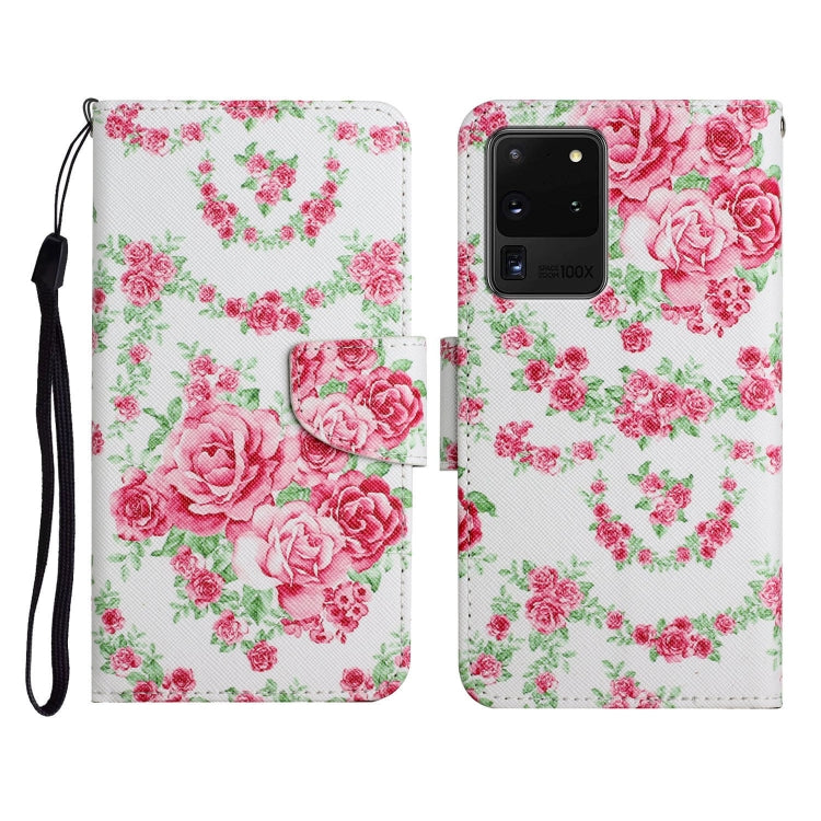 Custodia in pelle flip orizzontale con motivo dipinto con supporto, slot per schede e portafoglio, For Samsung Galaxy S20 Ultra