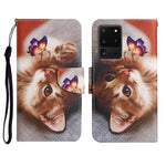 Custodia in pelle flip orizzontale con motivo dipinto con supporto, slot per schede e portafoglio, For Samsung Galaxy S20 Ultra