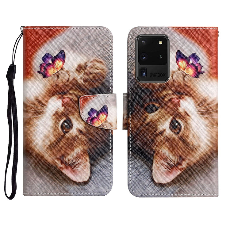 Custodia in pelle flip orizzontale con motivo dipinto con supporto, slot per schede e portafoglio, For Samsung Galaxy S20 Ultra