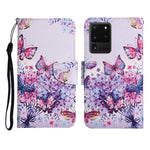 Custodia in pelle flip orizzontale con motivo dipinto con supporto, slot per schede e portafoglio, For Samsung Galaxy S20 Ultra