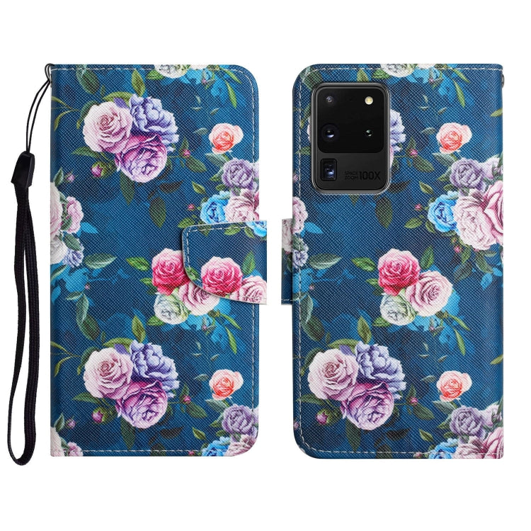 Custodia in pelle flip orizzontale con motivo dipinto con supporto, slot per schede e portafoglio, For Samsung Galaxy S20 Ultra