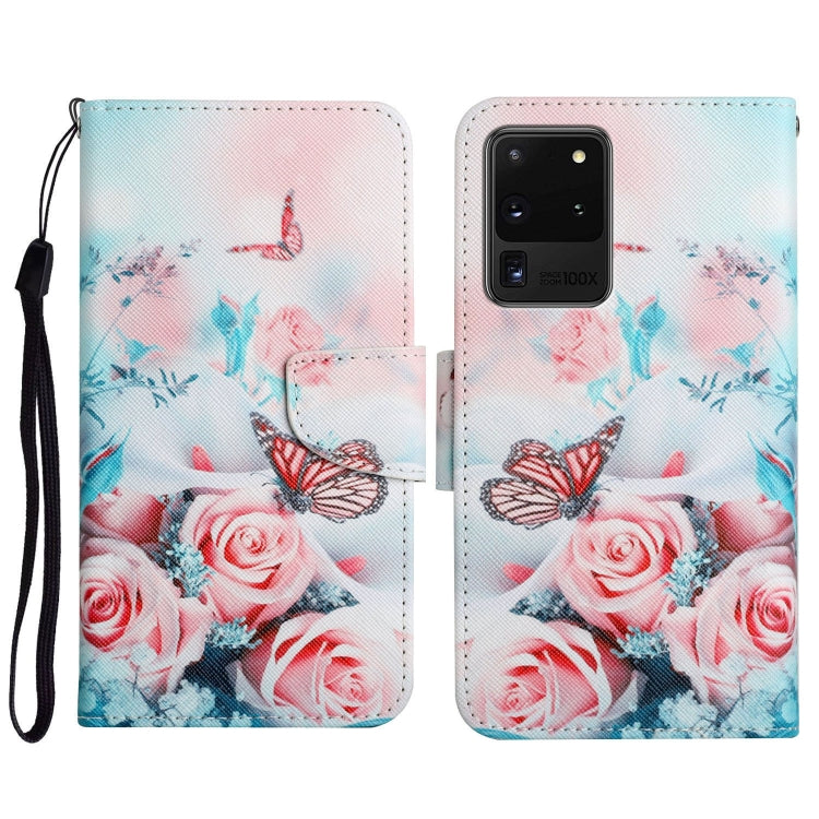 Custodia in pelle flip orizzontale con motivo dipinto con supporto, slot per schede e portafoglio, For Samsung Galaxy S20 Ultra