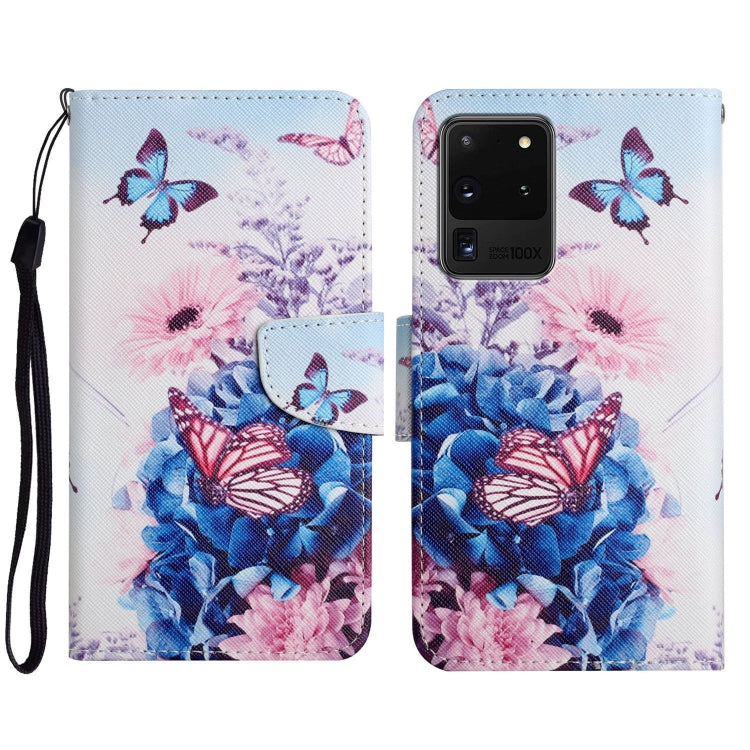 Custodia in pelle flip orizzontale con motivo dipinto con supporto, slot per schede e portafoglio, For Samsung Galaxy S20 Ultra