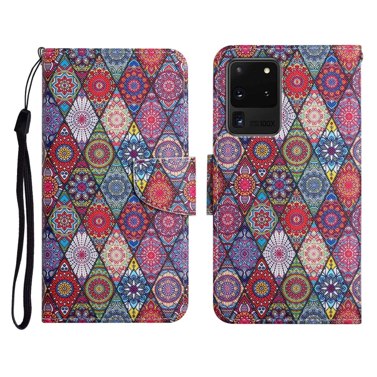 Custodia in pelle flip orizzontale con motivo dipinto con supporto, slot per schede e portafoglio, For Samsung Galaxy S20 Ultra