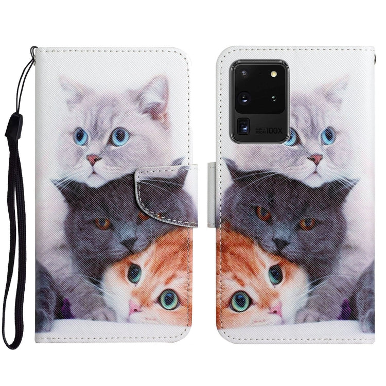 Custodia in pelle flip orizzontale con motivo dipinto con supporto, slot per schede e portafoglio, For Samsung Galaxy S20 Ultra