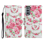 Custodia in pelle flip orizzontale con motivo dipinto con supporto, slot per schede e portafoglio, For Samsung Galaxy S21 5G