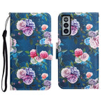 Custodia in pelle flip orizzontale con motivo dipinto con supporto, slot per schede e portafoglio, For Samsung Galaxy S21 5G