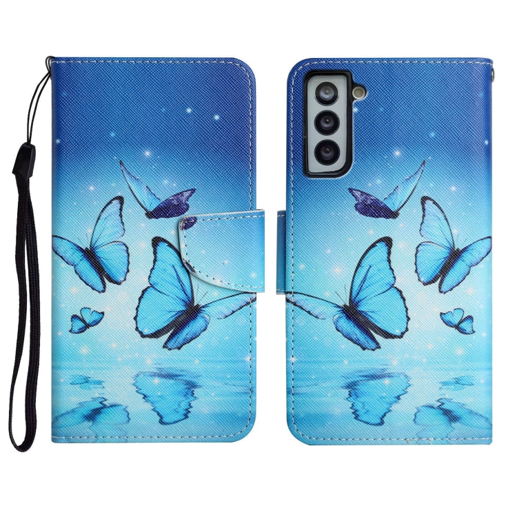 Custodia in pelle flip orizzontale con motivo dipinto con supporto, slot per schede e portafoglio, For Samsung Galaxy S21 5G