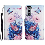 Custodia in pelle flip orizzontale con motivo dipinto con supporto, slot per schede e portafoglio, For Samsung Galaxy S21 5G